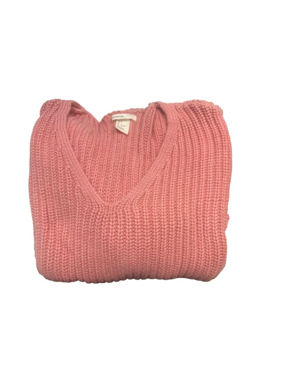 H&M Pink Rib Knit V-Neck Sweater Flowy Design